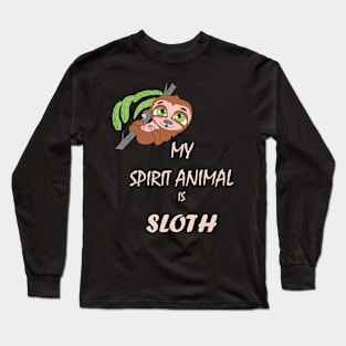 Funny Cute Spirit Animal Sloth Long Sleeve T-Shirt